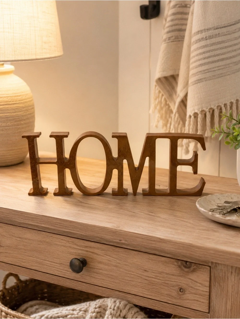 HOME Metal Tabletop Sign - Brown Rustic Accent